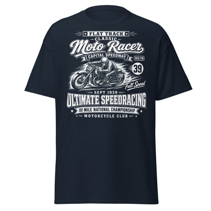 Vintage 1939 Flat Track Classic Moto Racer T-Shirt - Navy - TeeRipple