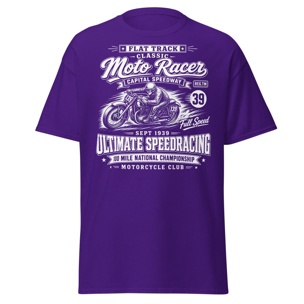 Vintage 1939 Flat Track Classic Moto Racer T-Shirt - Purple - TeeRipple