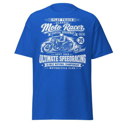 Vintage 1939 Flat Track Classic Moto Racer T-Shirt - Royal - TeeRipple