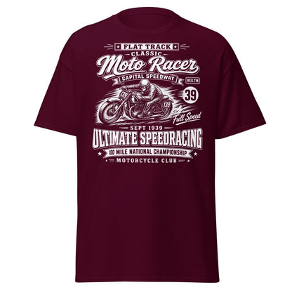 Vintage 1939 Flat Track Classic Moto Racer T-Shirt - Maroon - TeeRipple