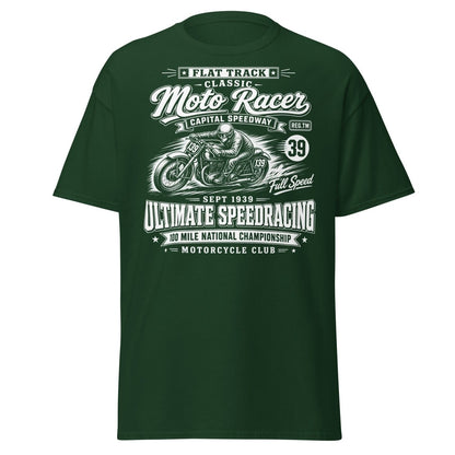 Vintage 1939 Flat Track Classic Moto Racer T-Shirt - Forest Green - TeeRipple