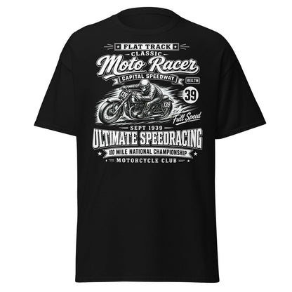 Vintage 1939 Flat Track Classic Moto Racer T-Shirt - Black - TeeRipple