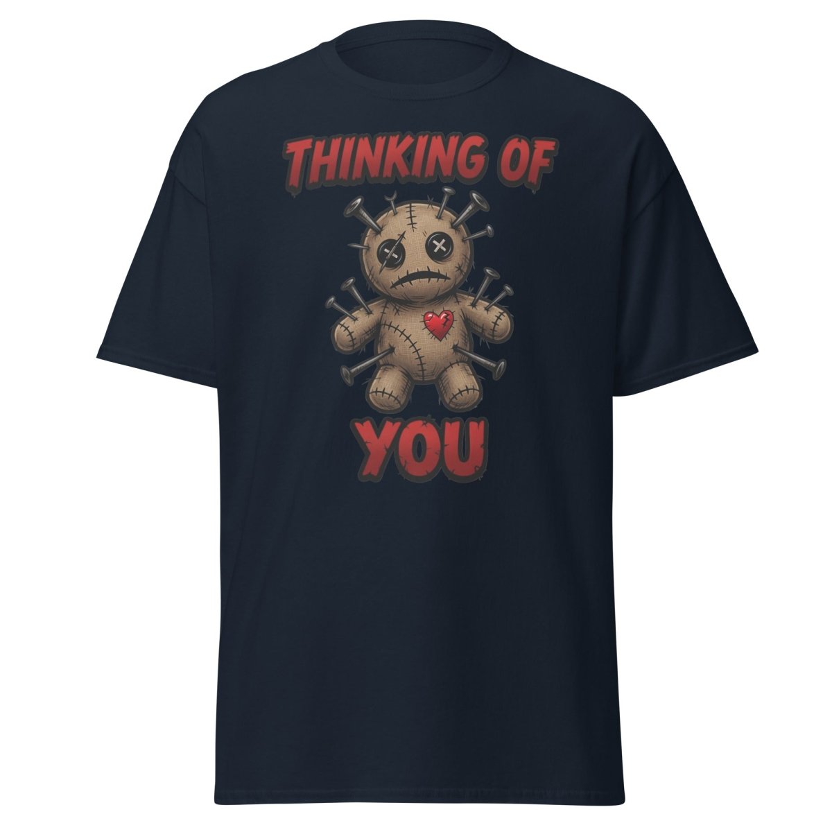 Voodoo Doll Thinking of You T-Shirt - Dark Humor - Navy - TeeRipple