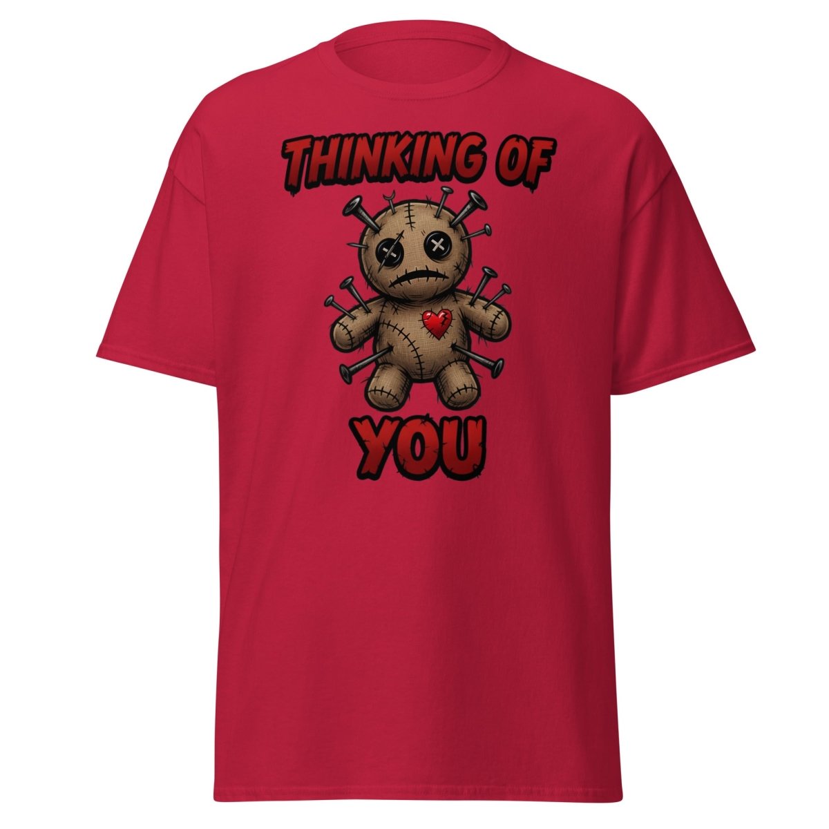 Voodoo Doll Thinking of You T-Shirt - Dark Humor - Cardinal - TeeRipple