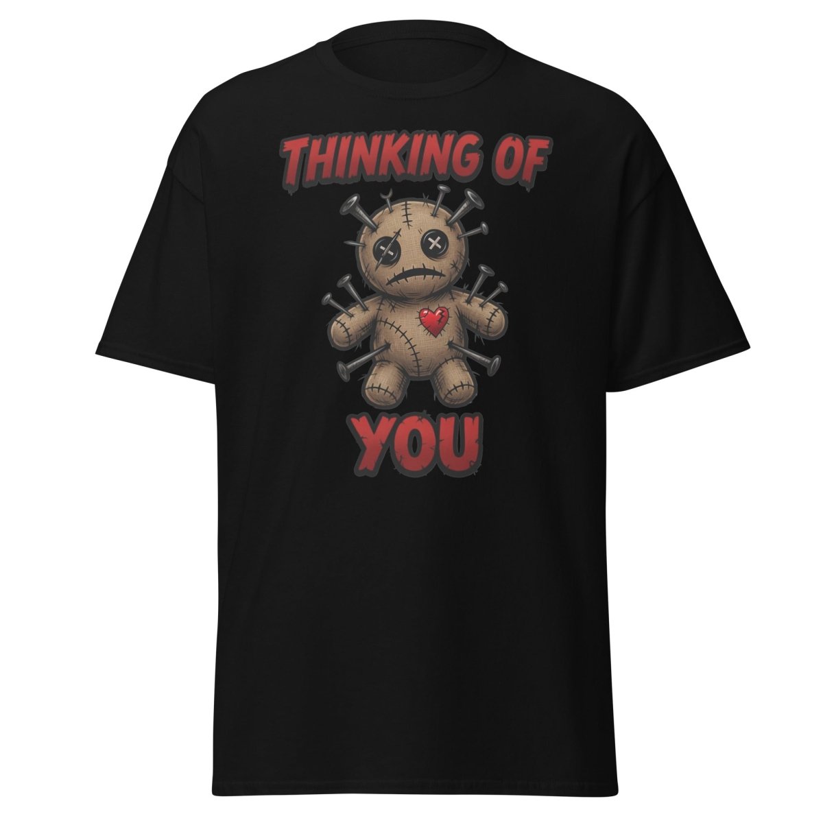 Voodoo Doll Thinking of You T-Shirt - Dark Humor - Black - TeeRipple