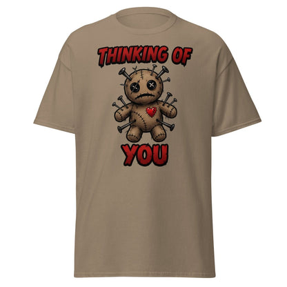 Voodoo Doll Thinking of You T-Shirt - Dark Humor - Brown Savana - TeeRipple