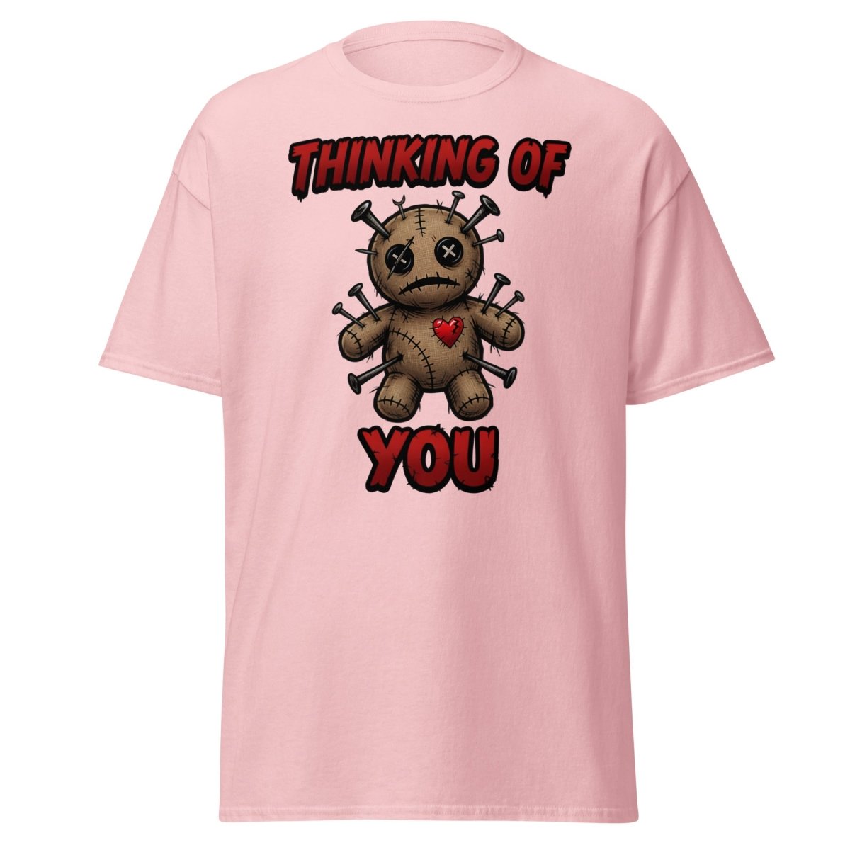 Voodoo Doll Thinking of You T-Shirt - Dark Humor - Light Pink - TeeRipple