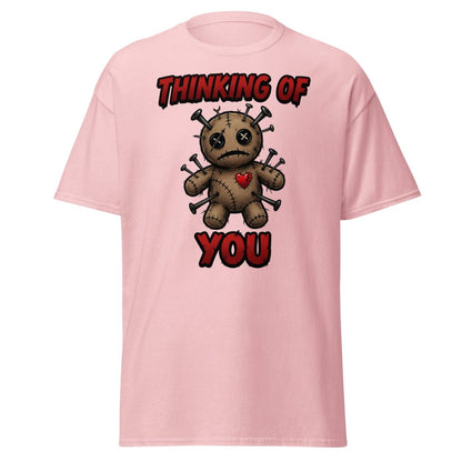 Voodoo Doll Thinking of You T-Shirt - Dark Humor - Light Pink - TeeRipple
