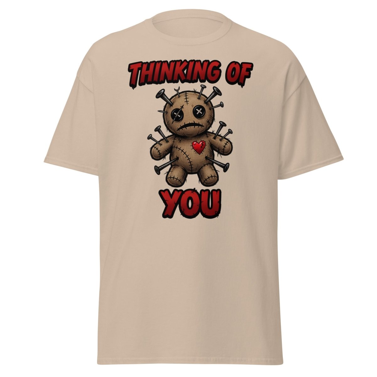 Voodoo Doll Thinking of You T-Shirt - Dark Humor - Sand - TeeRipple