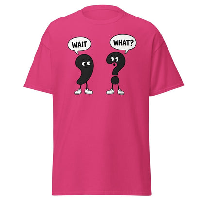 Wait What? Funny Comma Question Mark Grammar Tee - Heliconia - TeeRipple