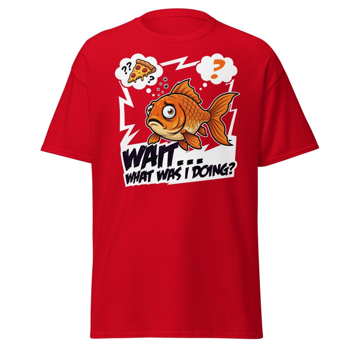 Wait What Was I Doing Goldfish Funny Memory T-Shirt - Red - TeeRipple