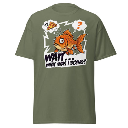 Wait What Was I Doing Goldfish Funny Memory T-Shirt - Military Green - TeeRipple