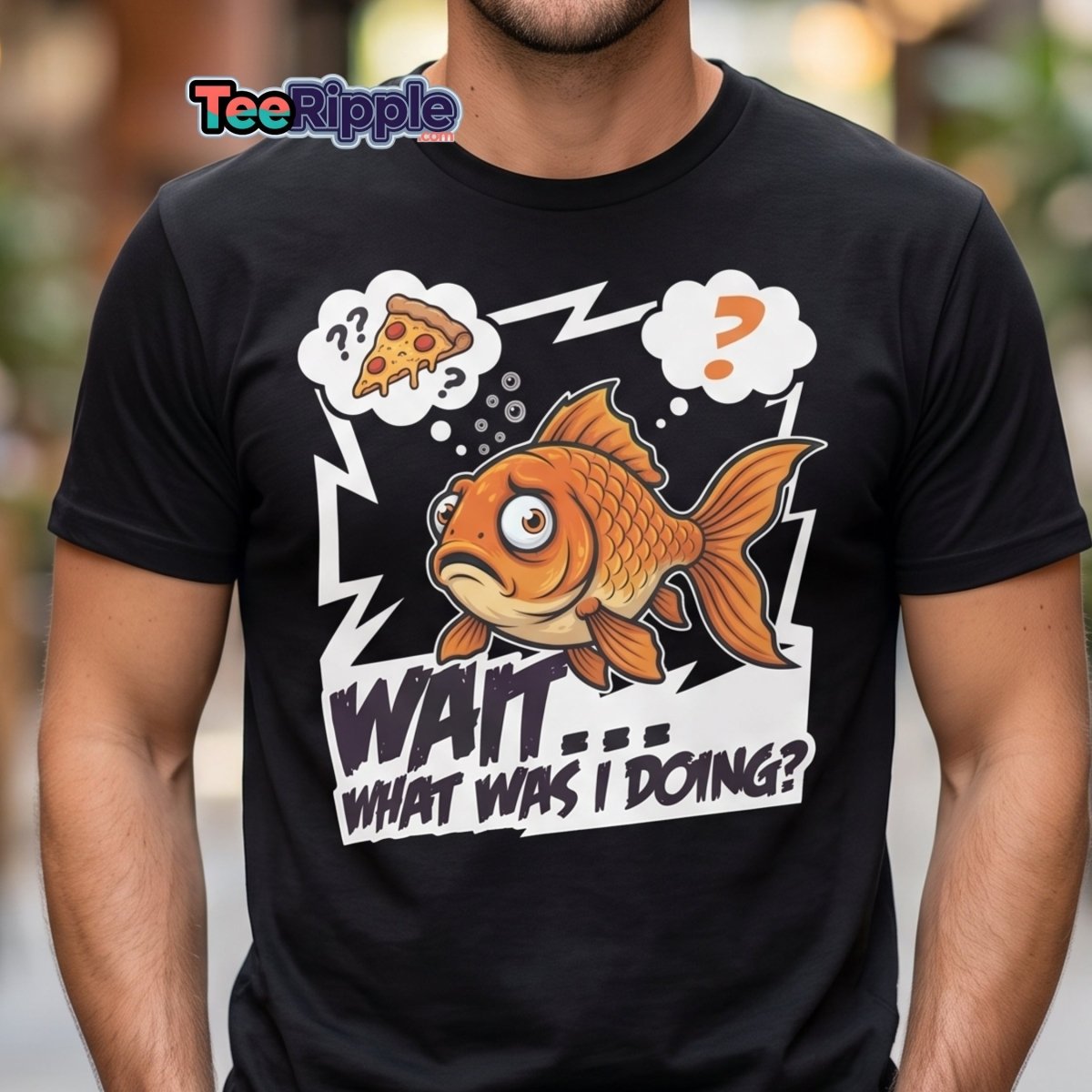 Wait What Was I Doing Goldfish Funny Memory T-Shirt - Maroon - TeeRipple