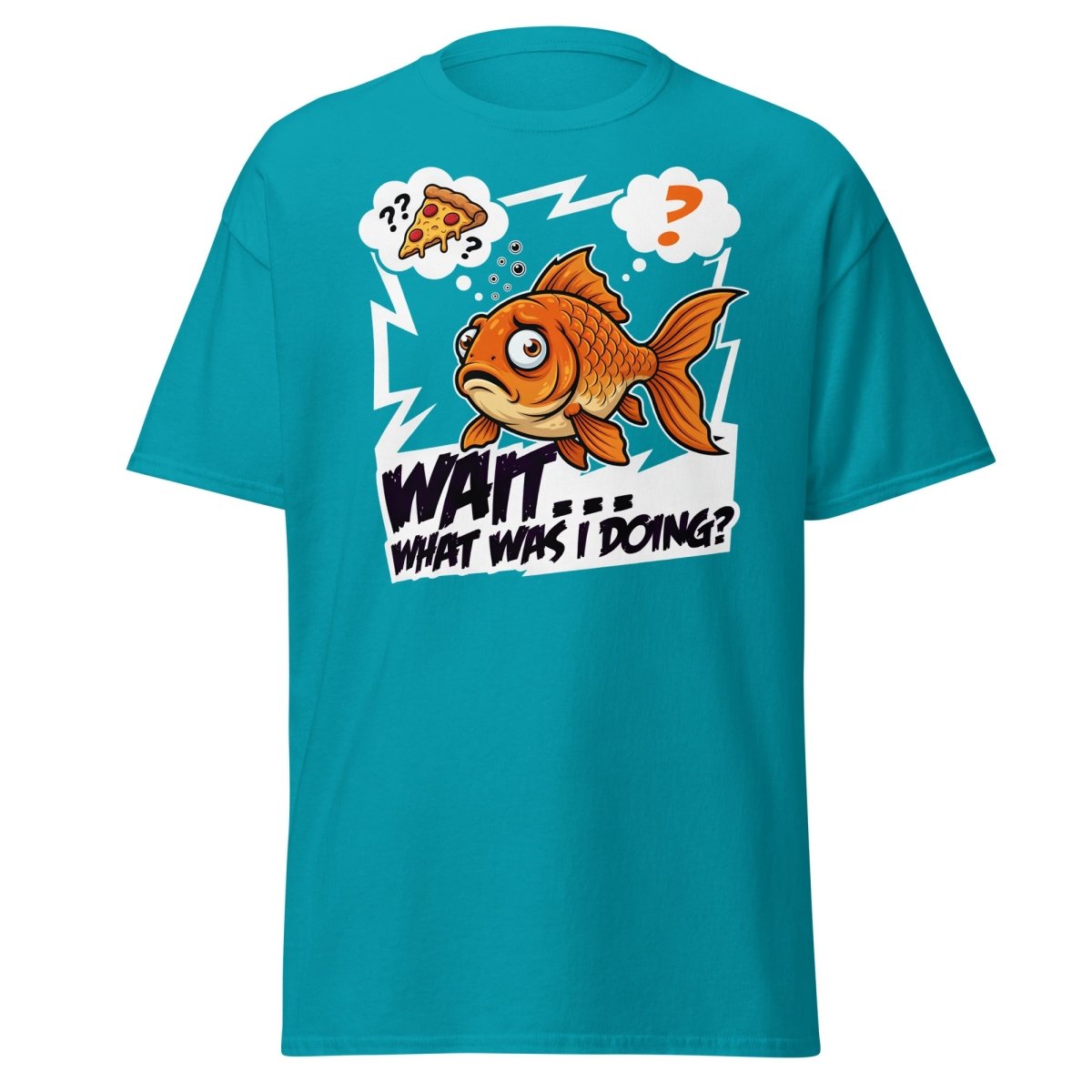 Wait What Was I Doing Goldfish Funny Memory T-Shirt - Tropical Blue - TeeRipple