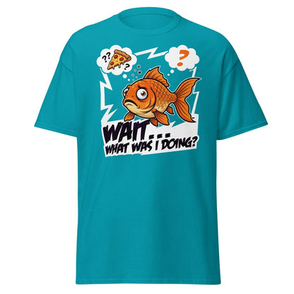 Wait What Was I Doing Goldfish Funny Memory T-Shirt - Tropical Blue - TeeRipple