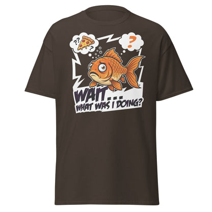 Wait What Was I Doing Goldfish Funny Memory T-Shirt - Dark Chocolate - TeeRipple