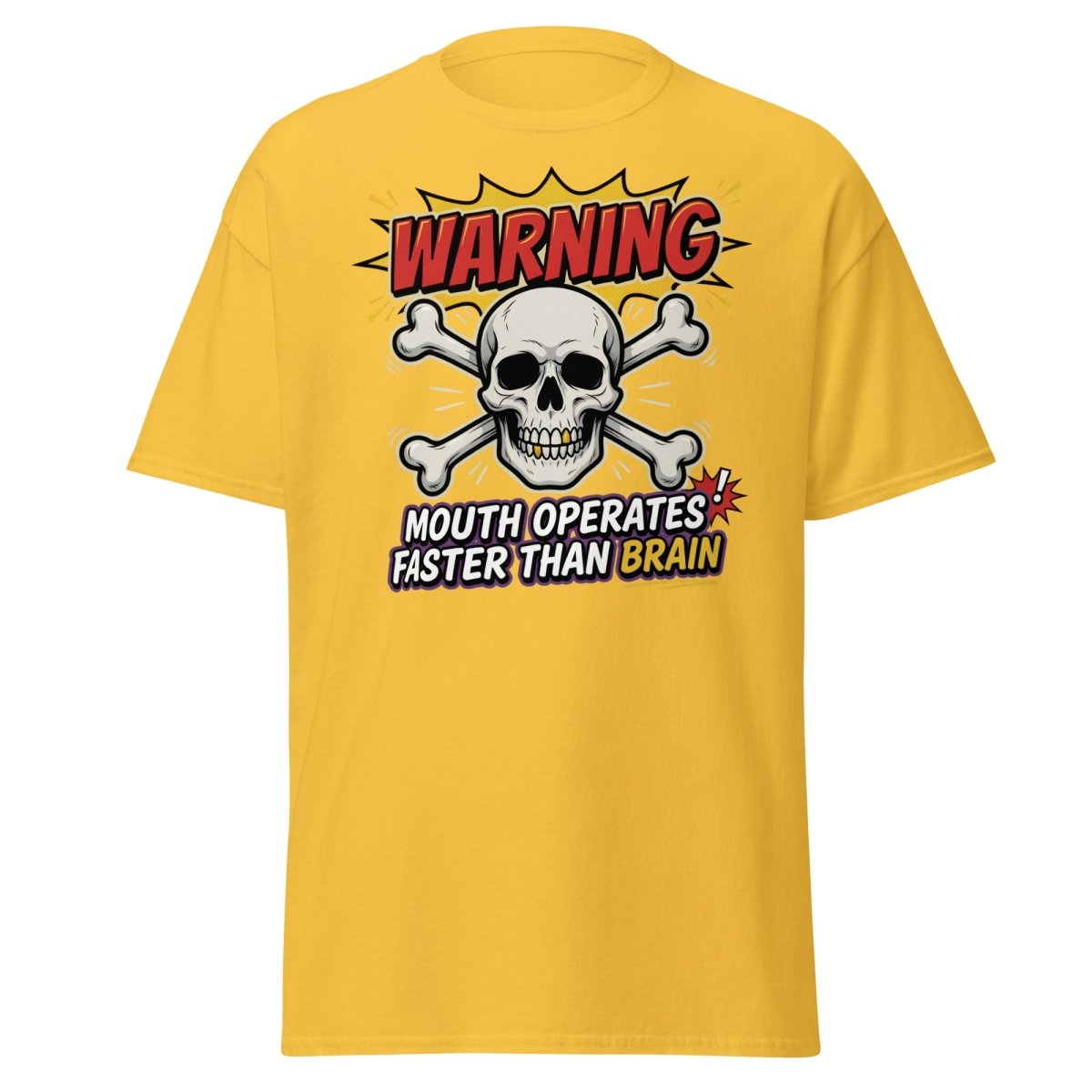 Warning Mouth Operates Faster Than Brain Skull T-Shirt - Daisy - TeeRipple