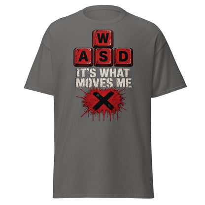 WASD It’s What Moves Me Funny Gamer T-Shirt - Charcoal - TeeRipple