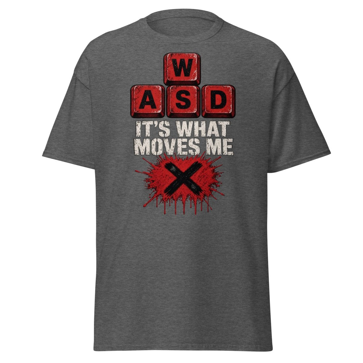 WASD It’s What Moves Me Funny Gamer T-Shirt - Dark Heather - TeeRipple
