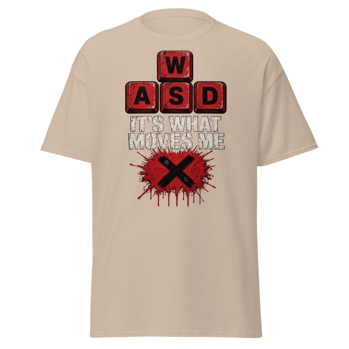 WASD It’s What Moves Me Funny Gamer T-Shirt - Sand - TeeRipple