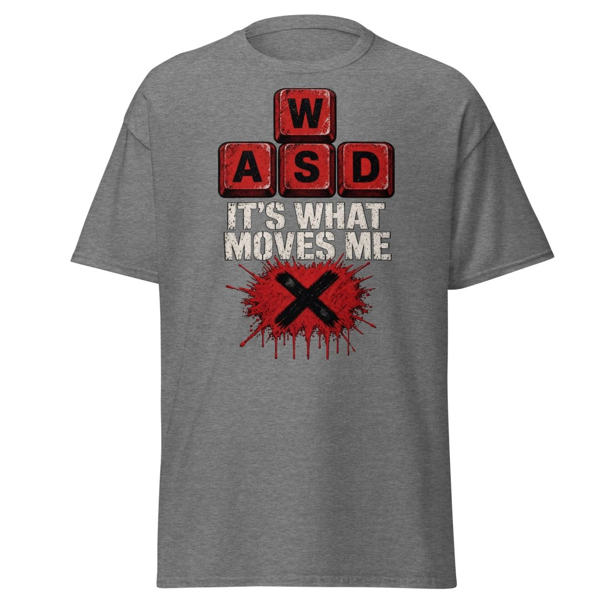 WASD It’s What Moves Me Funny Gamer T-Shirt - Graphite Heather - TeeRipple