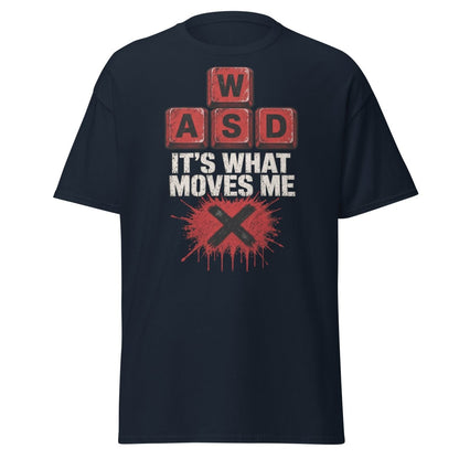 WASD It’s What Moves Me Funny Gamer T-Shirt - Navy - TeeRipple
