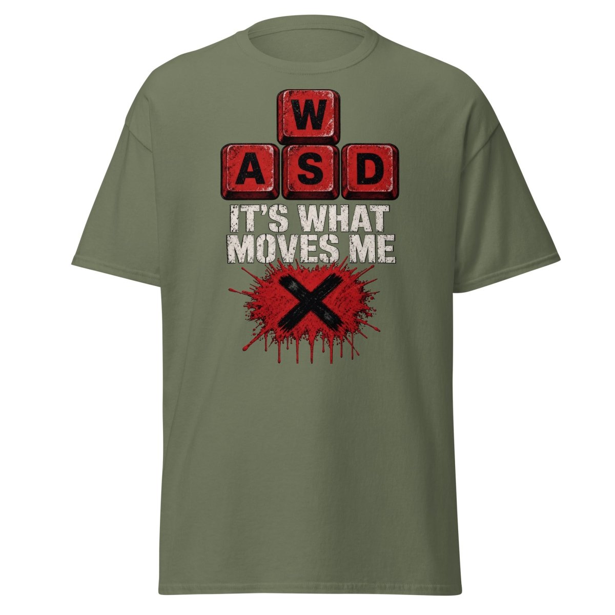 WASD It’s What Moves Me Funny Gamer T-Shirt - Military Green - TeeRipple