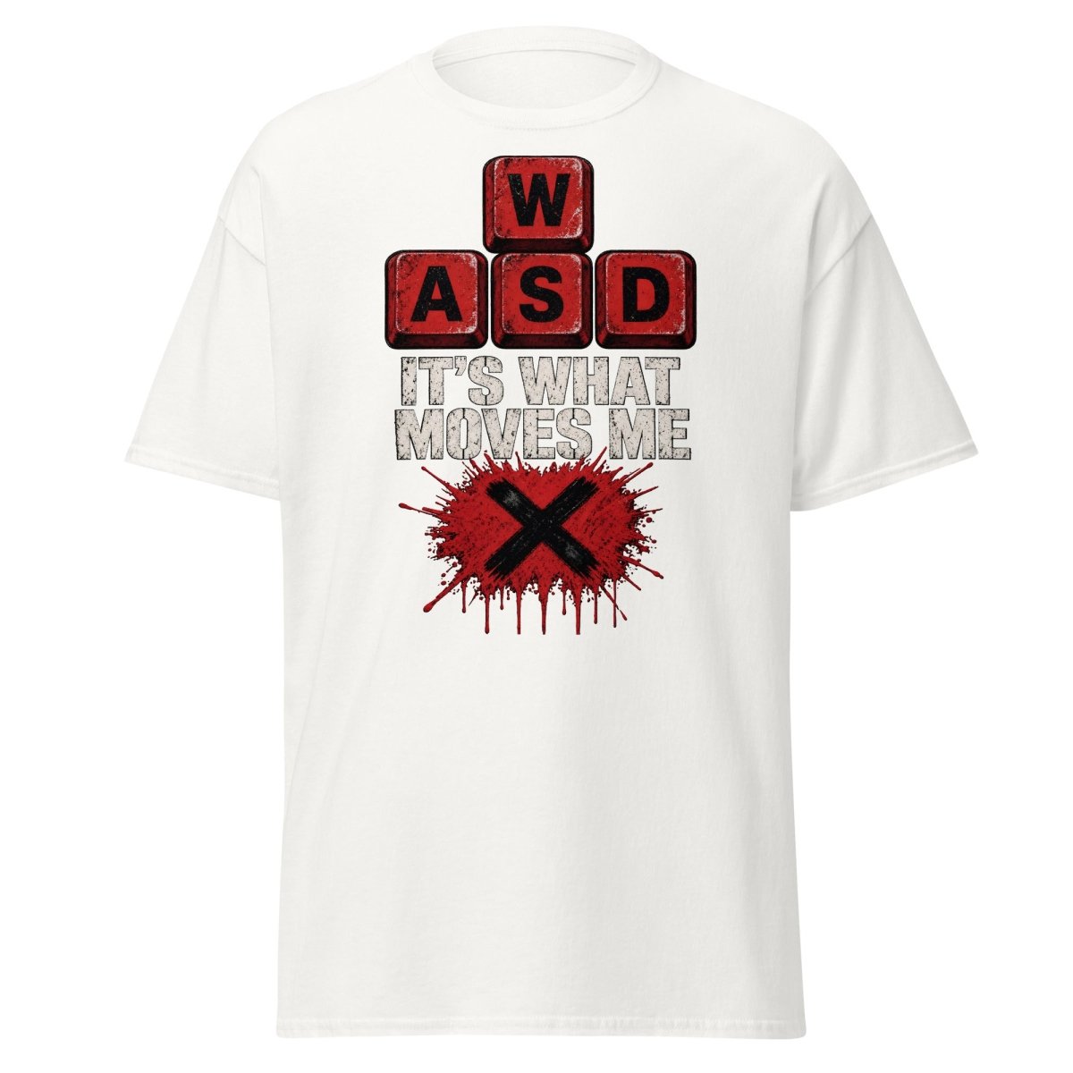 WASD It’s What Moves Me Funny Gamer T-Shirt - White - TeeRipple