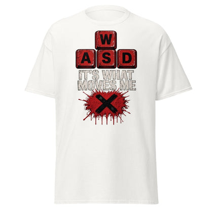WASD It’s What Moves Me Funny Gamer T-Shirt - White - TeeRipple
