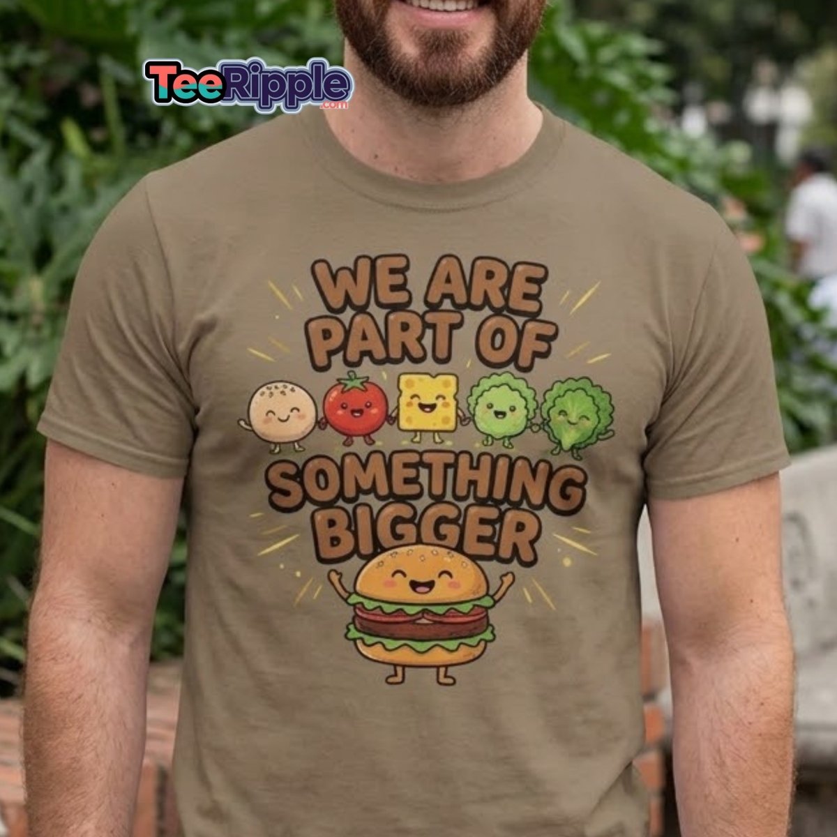 We Are Part Of Something Bigger Funny Burger T-Shirt - Maroon - TeeRipple