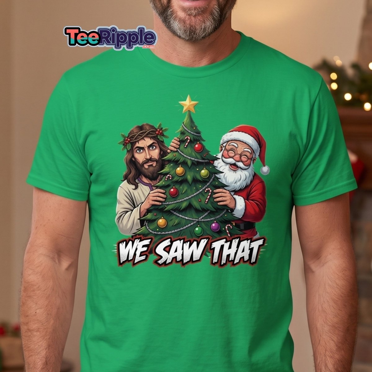 We Saw That Jesus Santa Christmas T-Shirt - Maroon - TeeRipple