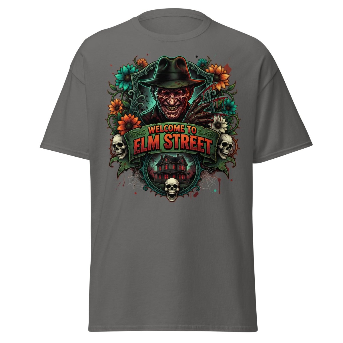 Welcome to Elm Street Freddy Krueger T-Shirt | Horror Tee - Charcoal - TeeRipple
