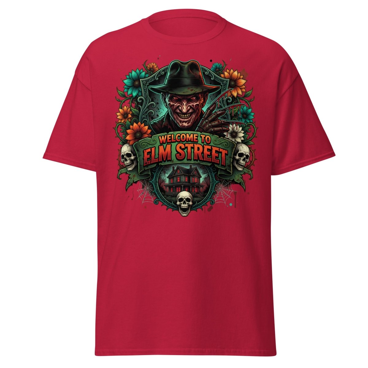 Welcome to Elm Street Freddy Krueger T-Shirt | Horror Tee - Cardinal - TeeRipple