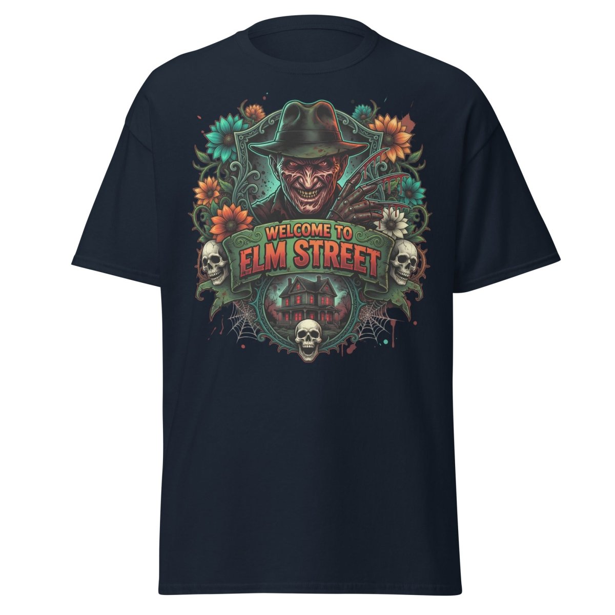 Welcome to Elm Street Freddy Krueger T-Shirt | Horror Tee - Navy - TeeRipple