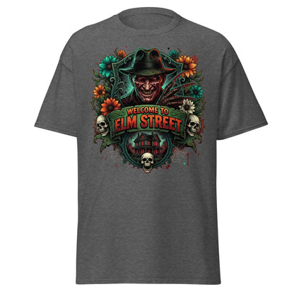 Welcome to Elm Street Freddy Krueger T-Shirt | Horror Tee - Dark Heather - TeeRipple