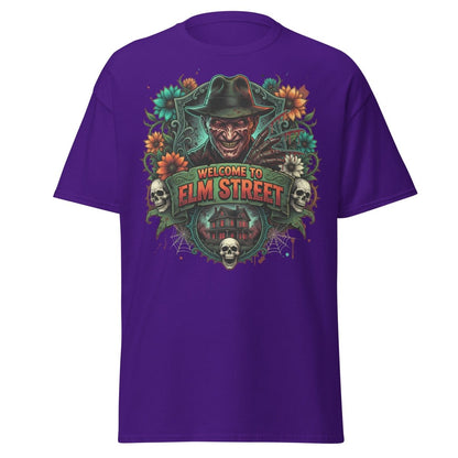 Welcome to Elm Street Freddy Krueger T-Shirt | Horror Tee - Purple - TeeRipple