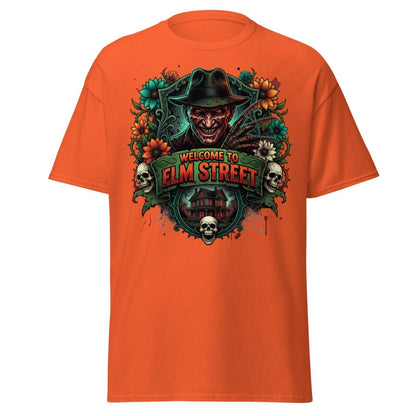 Welcome to Elm Street Freddy Krueger T-Shirt | Horror Tee - Orange - TeeRipple