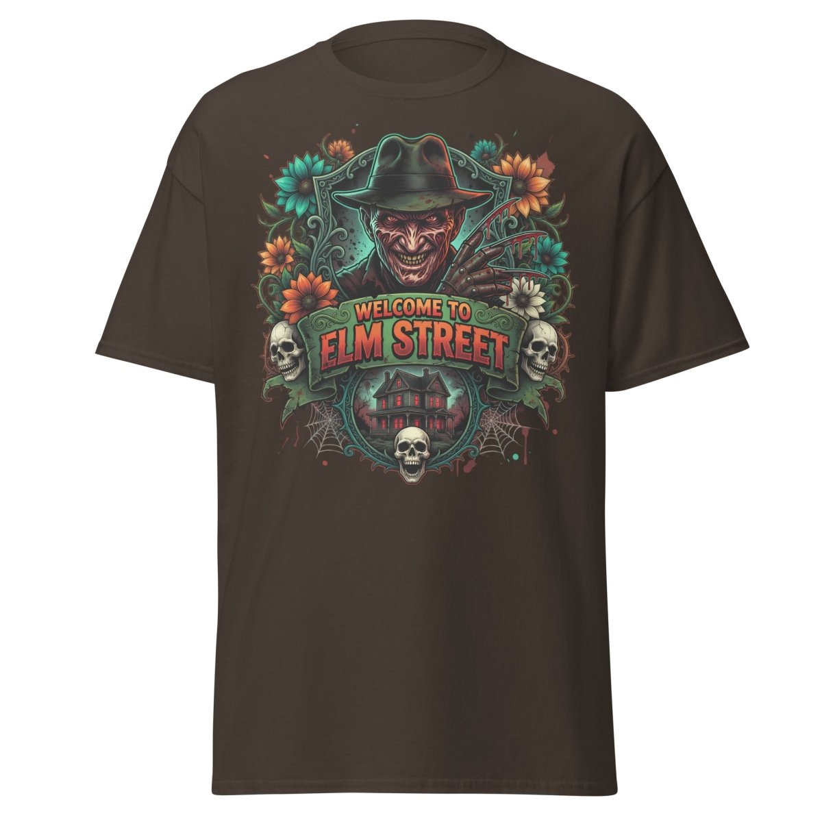 Welcome to Elm Street Freddy Krueger T-Shirt | Horror Tee - Dark Chocolate - TeeRipple