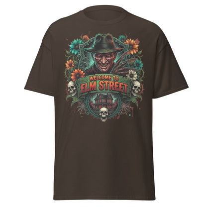 Welcome to Elm Street Freddy Krueger T-Shirt | Horror Tee - Dark Chocolate - TeeRipple