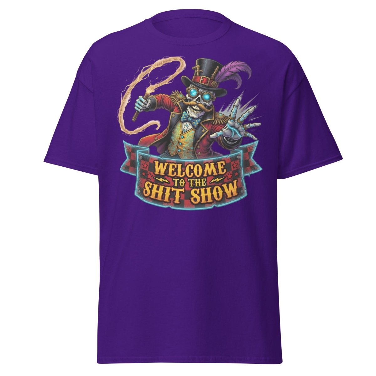 Welcome to the Shit Show Skeleton T-Shirt - Purple - TeeRipple