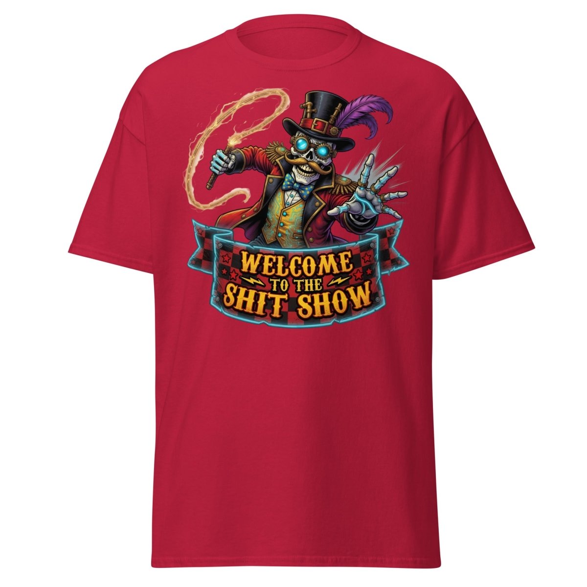 Welcome to the Shit Show Skeleton T-Shirt - Cardinal - TeeRipple