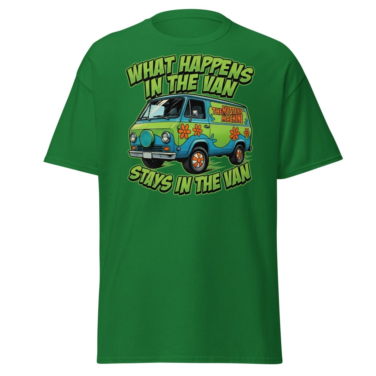 What Happens In The Van Stays In The Van Retro Van T-Shirt - Turf Green - TeeRipple