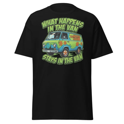 What Happens In The Van Stays In The Van Retro Van T-Shirt - Black - TeeRipple