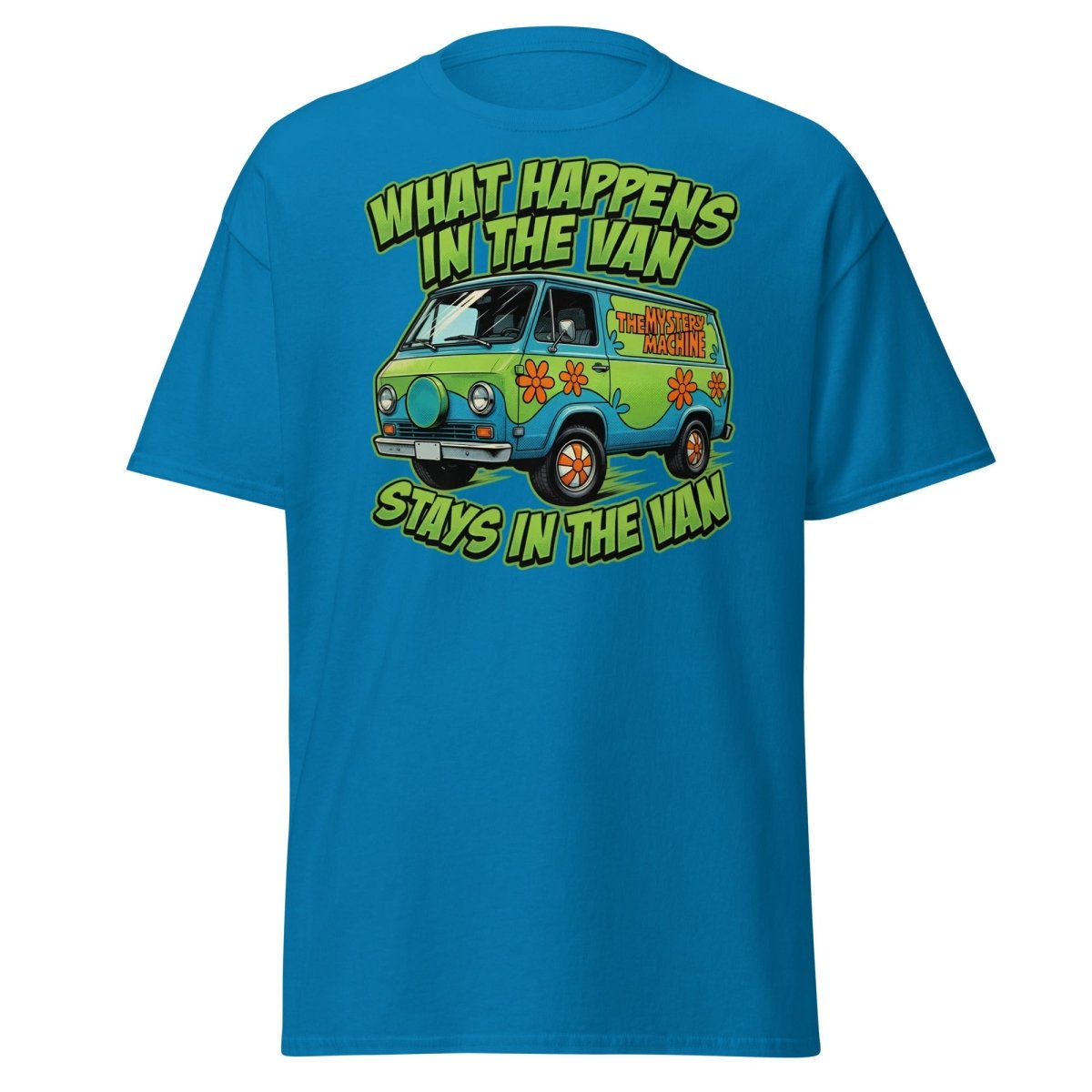 What Happens In The Van Stays In The Van Retro Van T-Shirt - Sapphire - TeeRipple