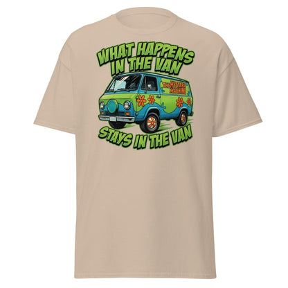 What Happens In The Van Stays In The Van Retro Van T-Shirt - Sand - TeeRipple