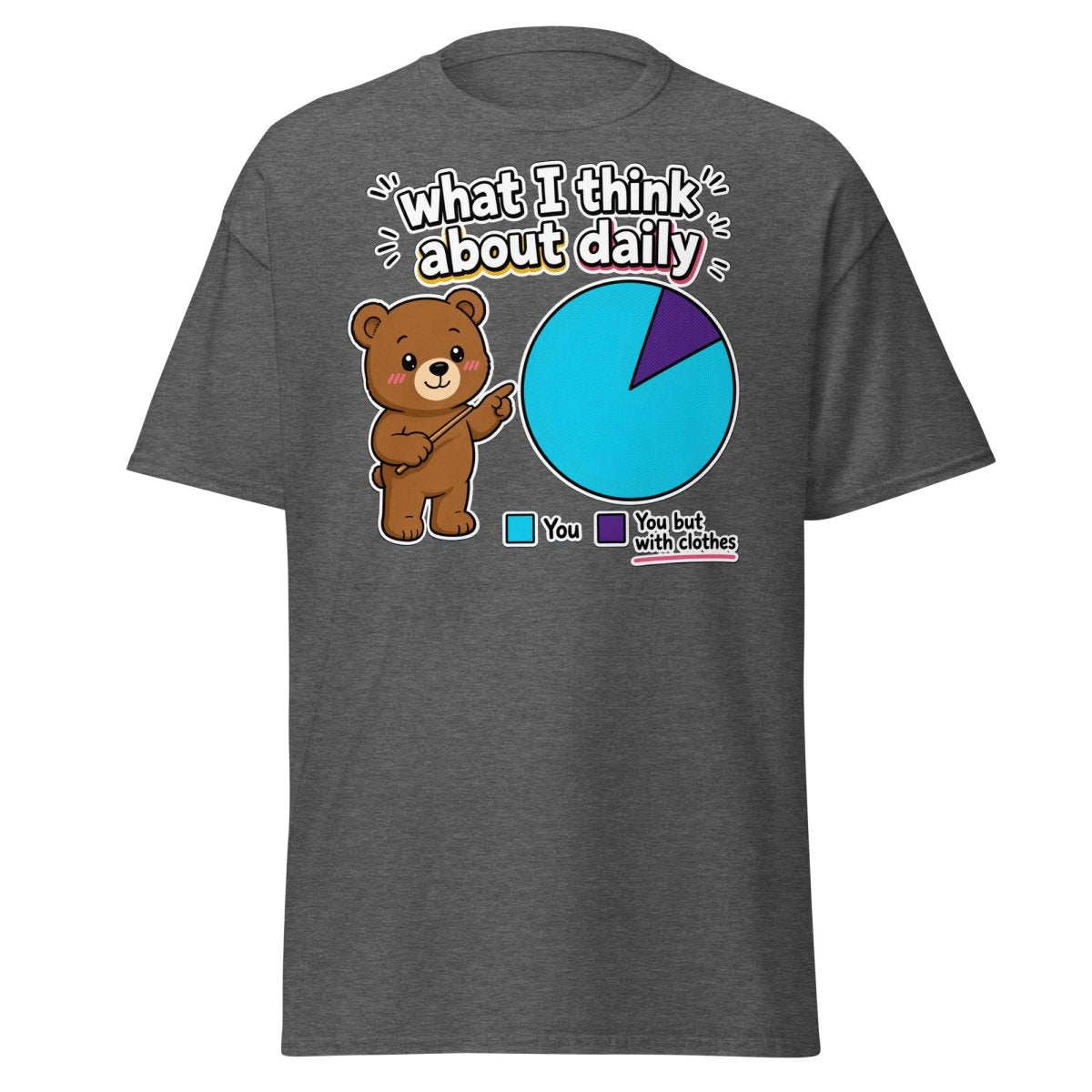 What I Think About Daily Funny Bear Pie Chart T-Shirt - Dark Heather - TeeRipple