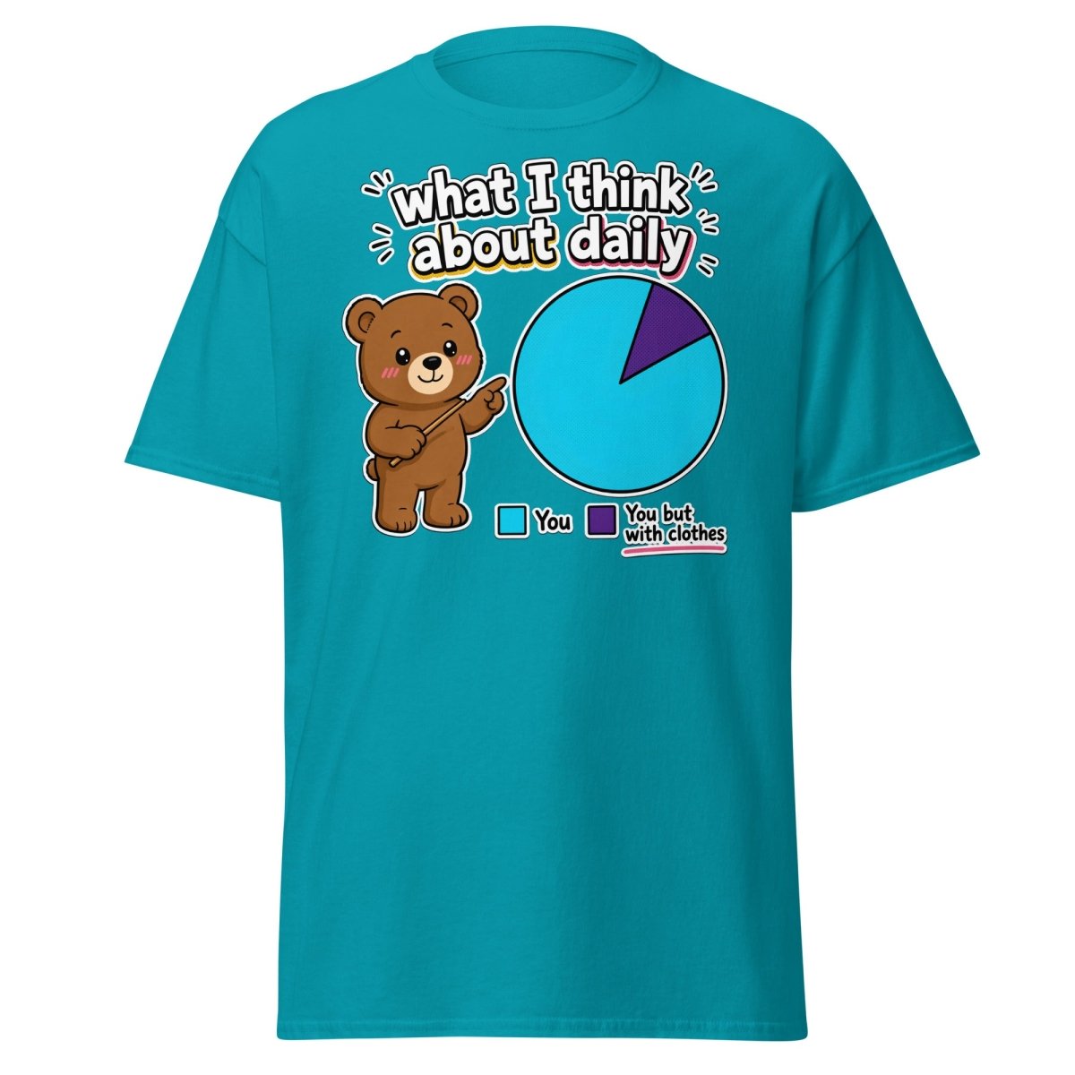 What I Think About Daily Funny Bear Pie Chart T-Shirt - Tropical Blue - TeeRipple