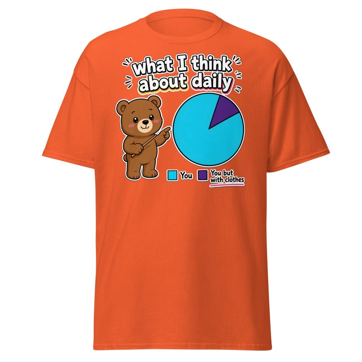 What I Think About Daily Funny Bear Pie Chart T-Shirt - Orange - TeeRipple