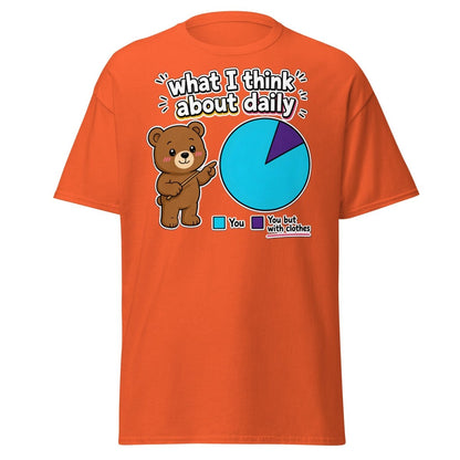 What I Think About Daily Funny Bear Pie Chart T-Shirt - Orange - TeeRipple