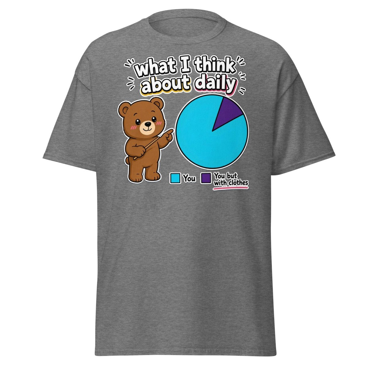 What I Think About Daily Funny Bear Pie Chart T-Shirt - Graphite Heather - TeeRipple